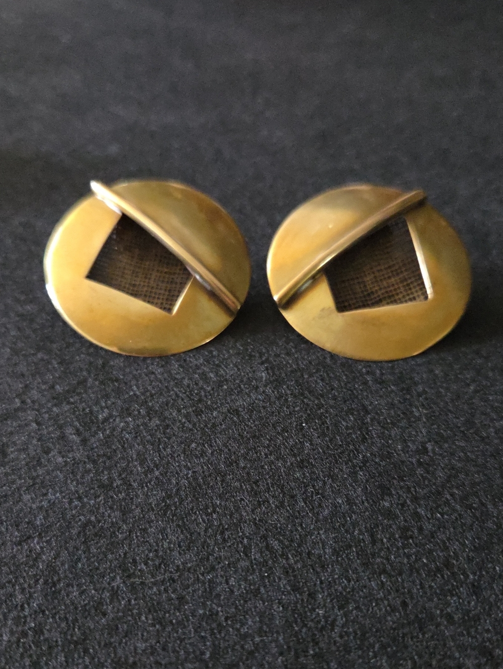 Rare Vintage Holly Yashi 80s Modernist Geometric Mesh Stud Earrings